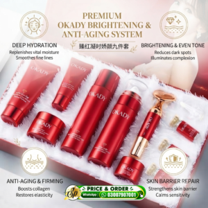 OKADY Radiant Red Timeless Whitening Skin Care Set 10 PCs
